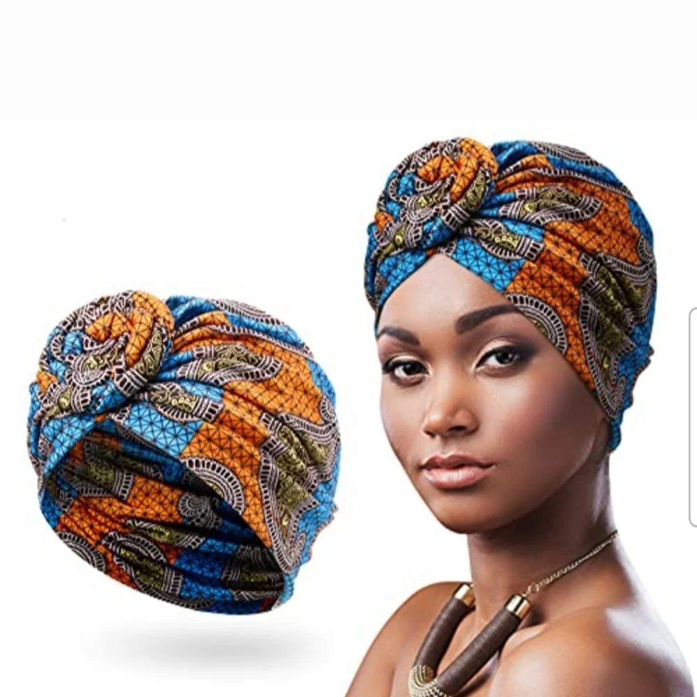 Vibrant Front Knot Patterned Headwrap Headscarf Turban Bandana O/S NWOT